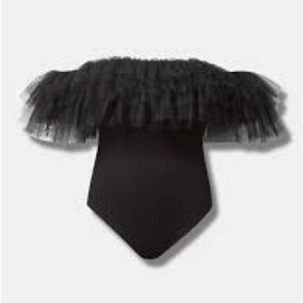torrid Black Off-Shoulder Tulle Ruffle Bodysuit